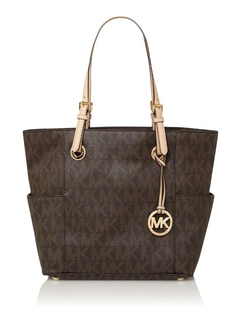 michael kors jacquard monogram large brown satchel|michael kors handbags.